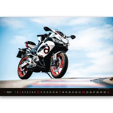 Koledar Motorji 2027 – športni motorji v privlačnih fotografijah in dinamični motociklistični motivi.