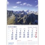 Koledar Slovenske gore 2027 – mirna gorska narava, mogočni vrhovi in lepote gora Slovenije v jesenskem času.