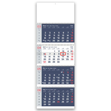 Štiridelni špiralni koledar 2026 – elegantni štiridelni koledarji, ki omogočajo enostavno načrtovanje obveznosti.