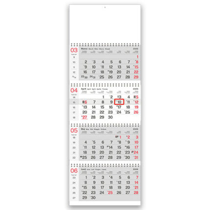 Štiridelni špiralni koledar 2026 – zaključni mesec leta v preglednem štiridelnem barvnem koledarju za enostavno načrtovanje.