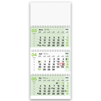 Tridelni špiralni koledar poslovni 2026 – Estetsko oblikovani tridelni špiralni koledarji 2026 z dobro berljivimi številkami, praktičen tridelni poslovni koledar.