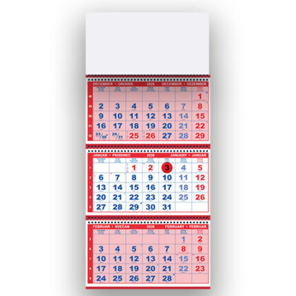 Tridelni špiralni koledar 2026 – Estetski tridelni koledarji 2026 s pregledno zasnovo, praktični špiralni poslovni koledar.