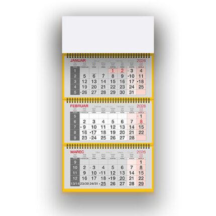 Tridelni špiralni koledar 2026 – Estetski špiralni koledarji 2026 z jasno strukturo, tridelni poslovni koledar za organizacijo.