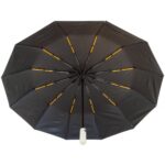 Dežnik Mulan – zložljivi dežnik s PVC ročajem in funkcijo avtomatskega odpiranja.